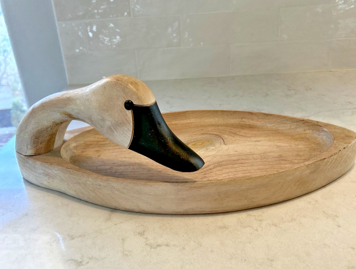 1990 Vtg French Broad River Mallard Duck Decoy North Carolina Wood Tray - SIGNED