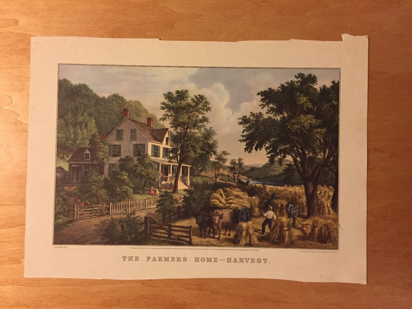 Currier & Ives “The Farmers Home-Harvest” June 1961 Calendar Page