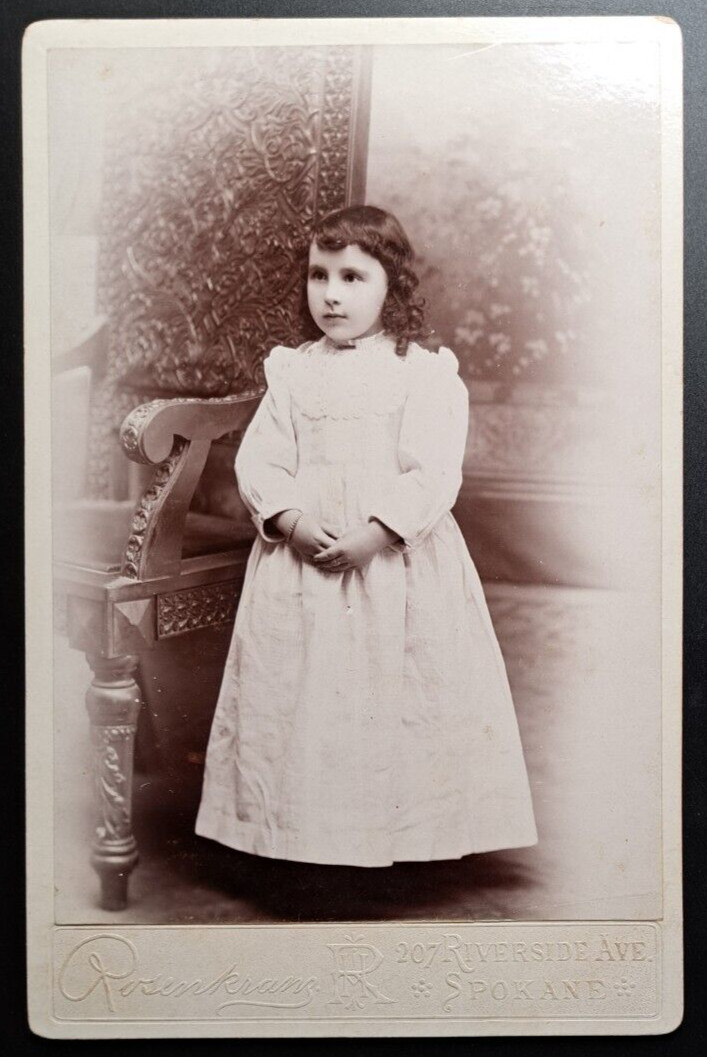 Vintage - A young girl in a white dress from Spokane, WA -  Cabinet Card