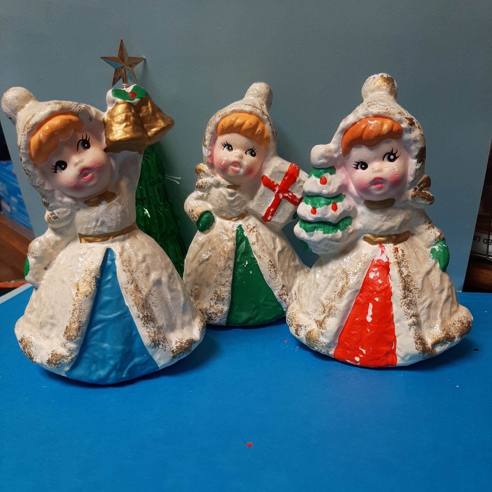 Vintage Christmas Figurines Angel Trio ARDCO 1960\'s Japan 4.5\ Vintage Christmas Figurines Angel Trio ARDCO 1960\'s Japan 4.5\