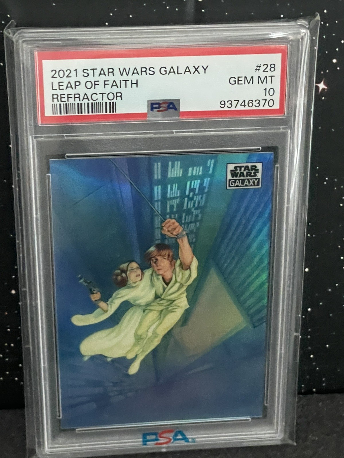 2021 Star Wars Galaxy Leap of Faith (box art) Refractor PSA 10 2021 Star Wars Galaxy Leap of Faith (box art) Refractor PSA 10