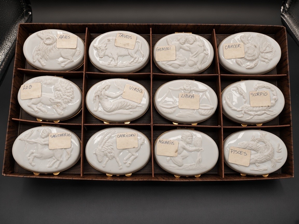 Chamart Limoges Full Set of 12 Zodiac Signs Jewelry Boxes