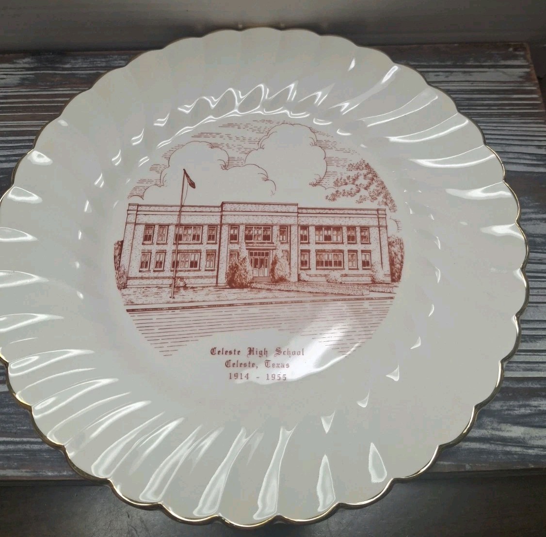 Historical 1955 Celeste HIGH School Commerative PLATE CELESTE TEXAS Myott Eng