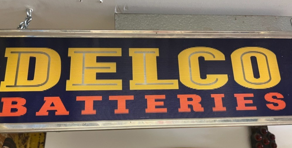VINTAGE ORIGINAL  Lighted Sign RIBBED GLASS LIGHTS UP