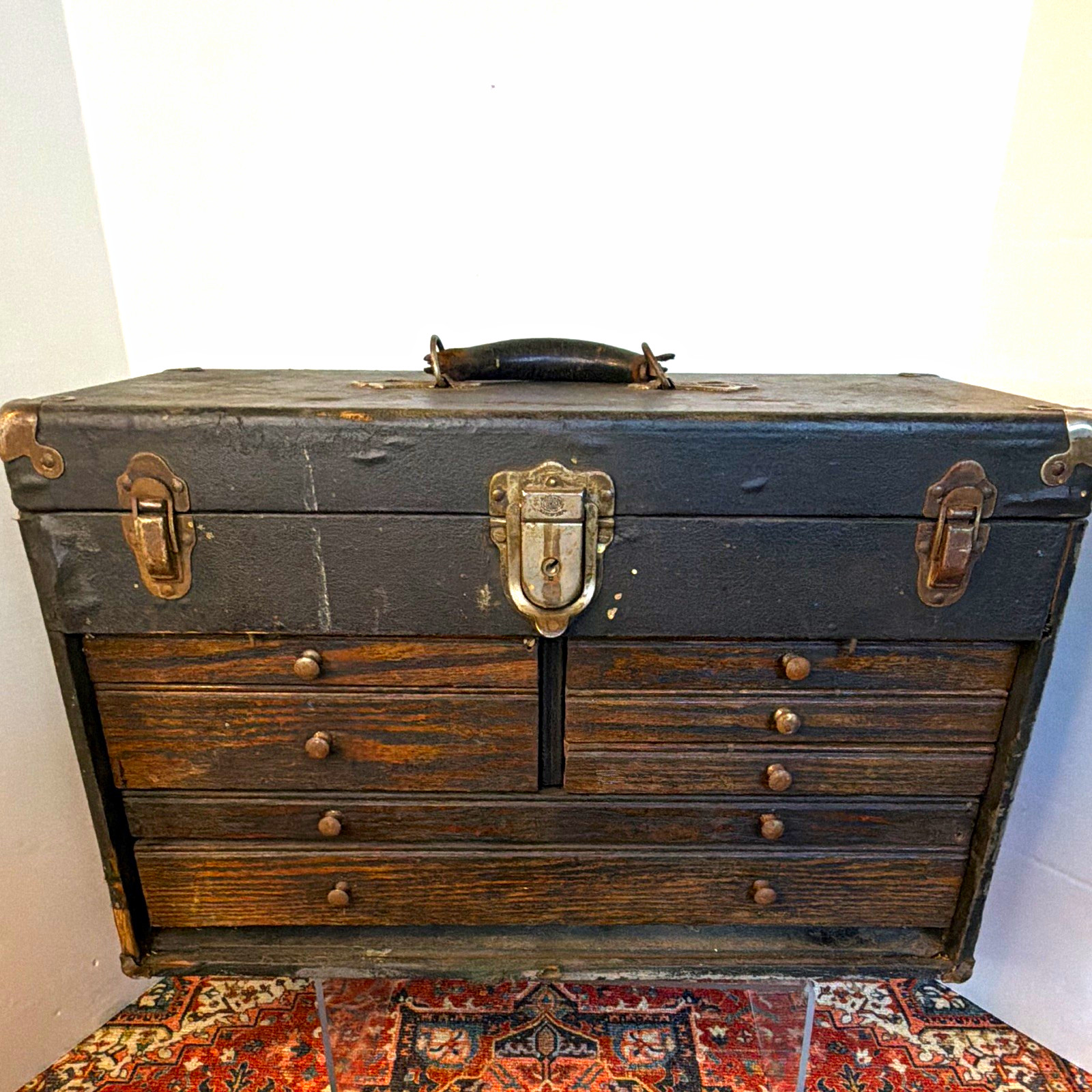 1920s Green-Case Vintage Industrial Machinist Chest 7 Drawer Racine Wisconsin