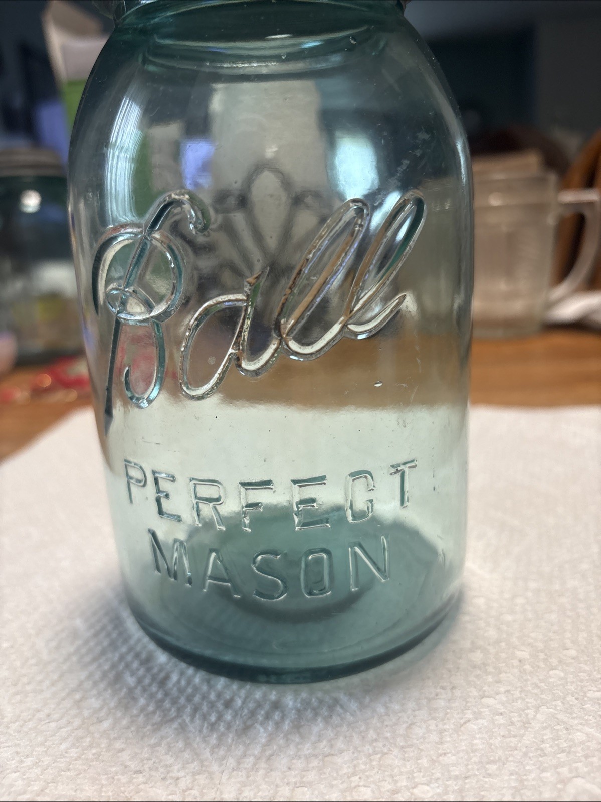 Vintage Aqua Blue Ball #13 Highly Collectible Perfect Mason Jar W/ Lid Quart Jar Vintage Aqua Blue Ball #13 Highly Collectible Perfect Mason Jar W/ Lid Quart Jar