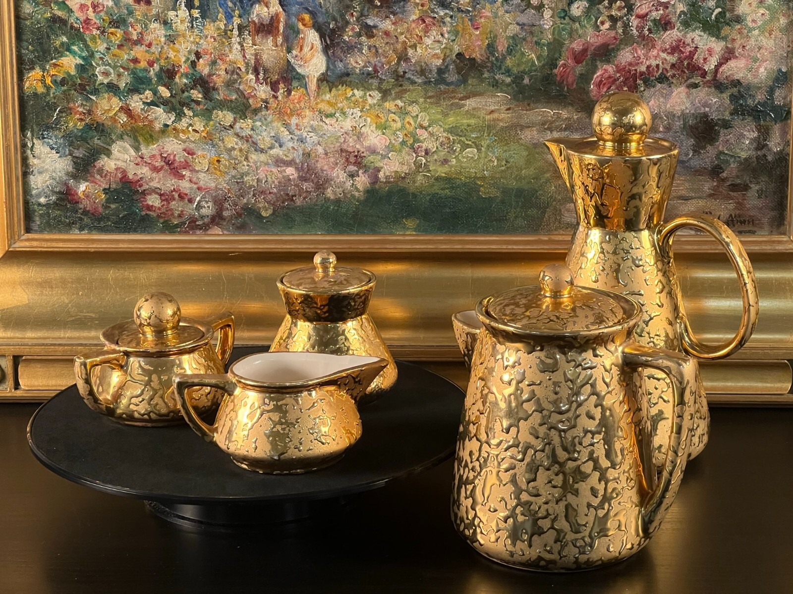 Vintage Elynor China Tea Set 22 KT Gold