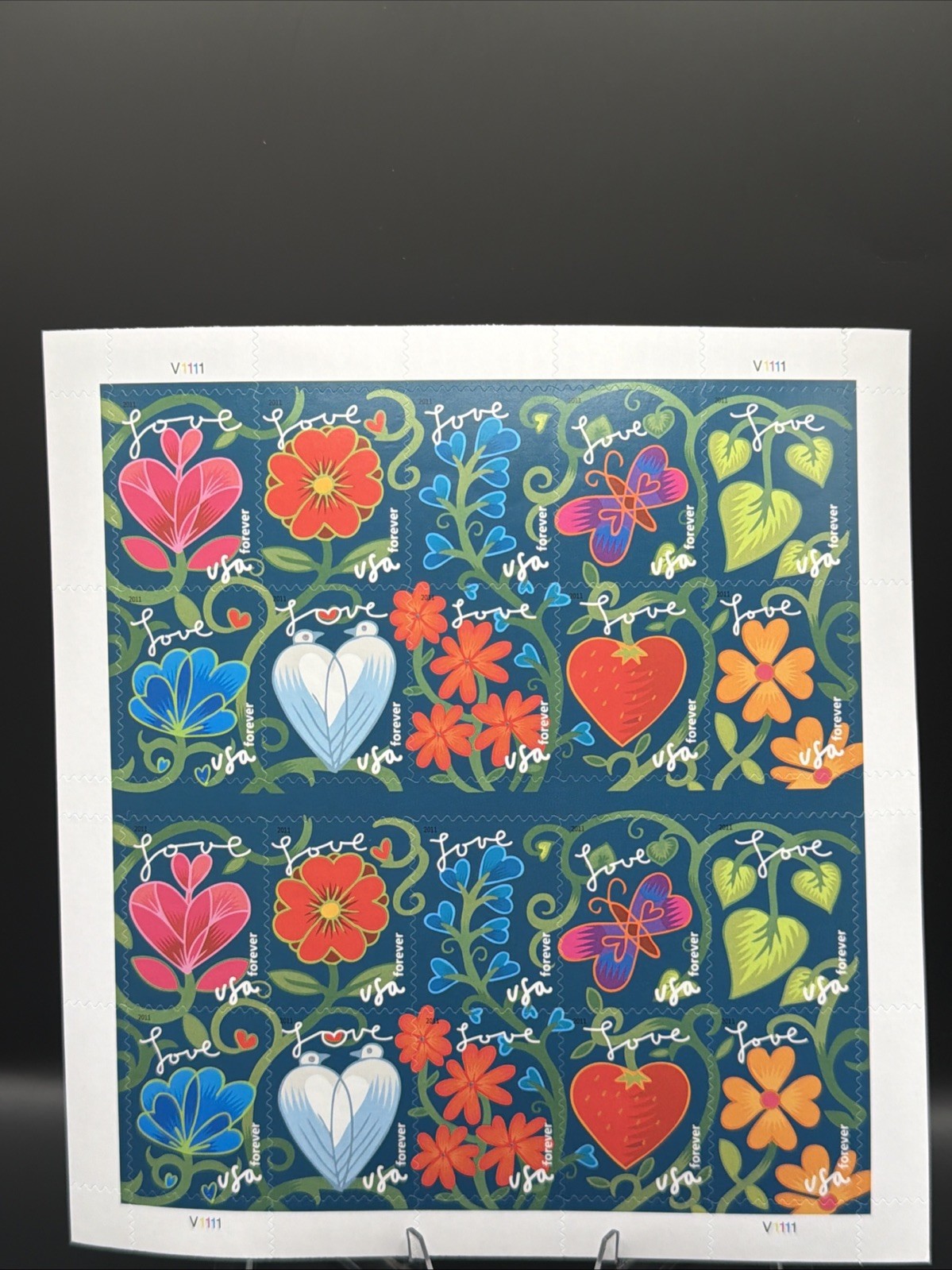2011 USPS Forever Stamp Garden Of Love Sheet of 20 Collectible Stamps