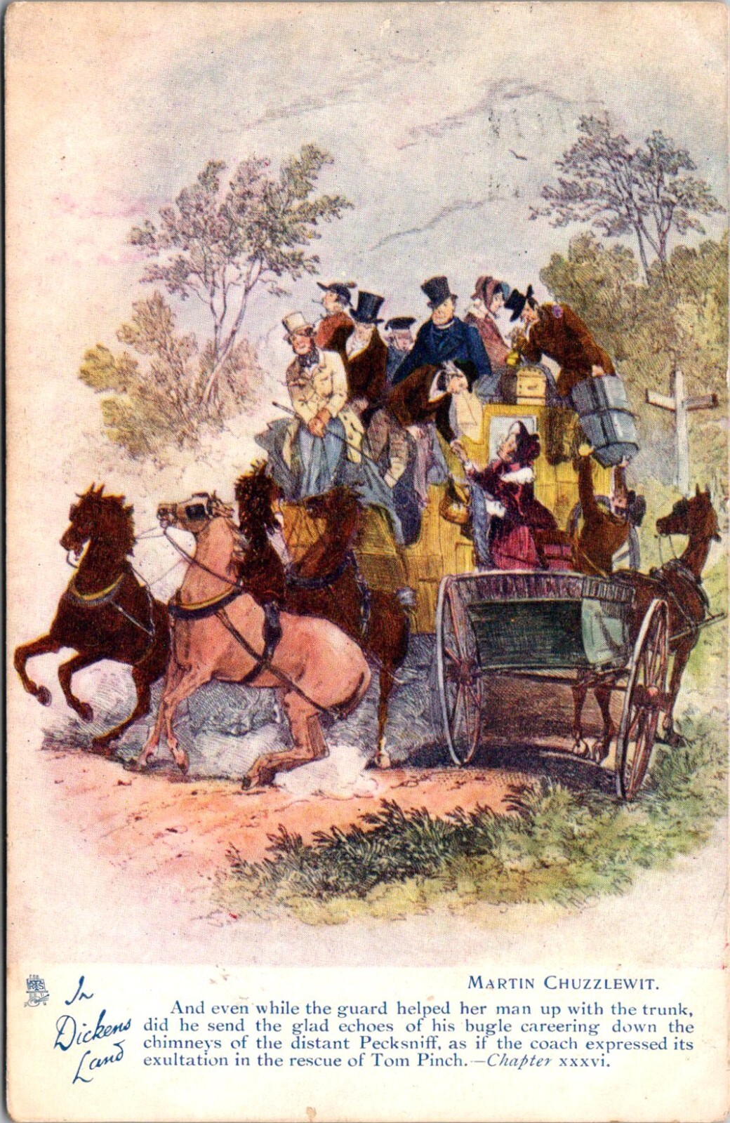 Charles Dickens Martin Chuzzlewit Tuck 7058 Vintage Postcard J52 Charles Dickens Martin Chuzzlewit Tuck 7058 Vintage Postcard J52
