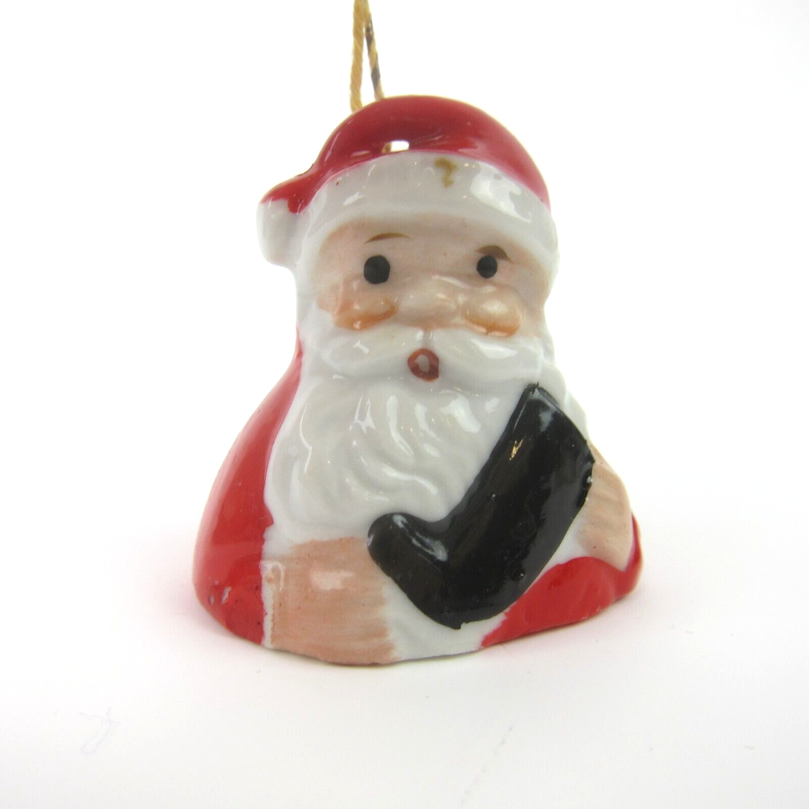 Vintage Santa Claus Bell Ornament Boot Porcelain Ardalt Hand Painted Japan 1950s