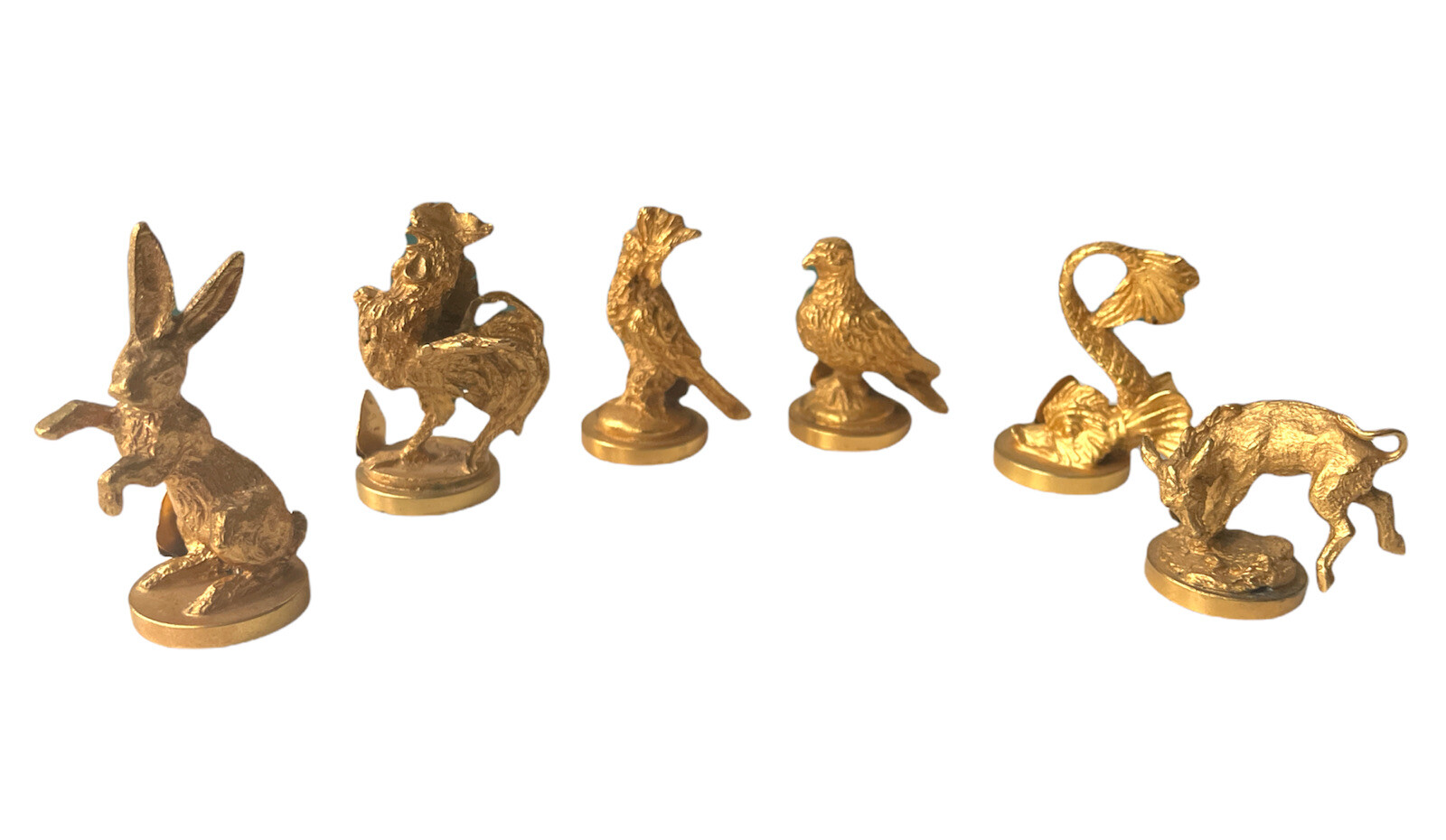 Vintage Italy Gold Plated Mini Animal Card Holders Figurine Rooster Rabbit Vintage Italy Gold Plated Mini Animal Card Holders Figurine Rooster Rabbit