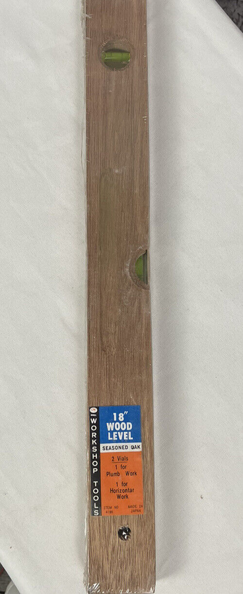 NEW Oxwall Seasoned Oak Wood Leveler 2 Vial Plumb Horizontal Japan NOS 18