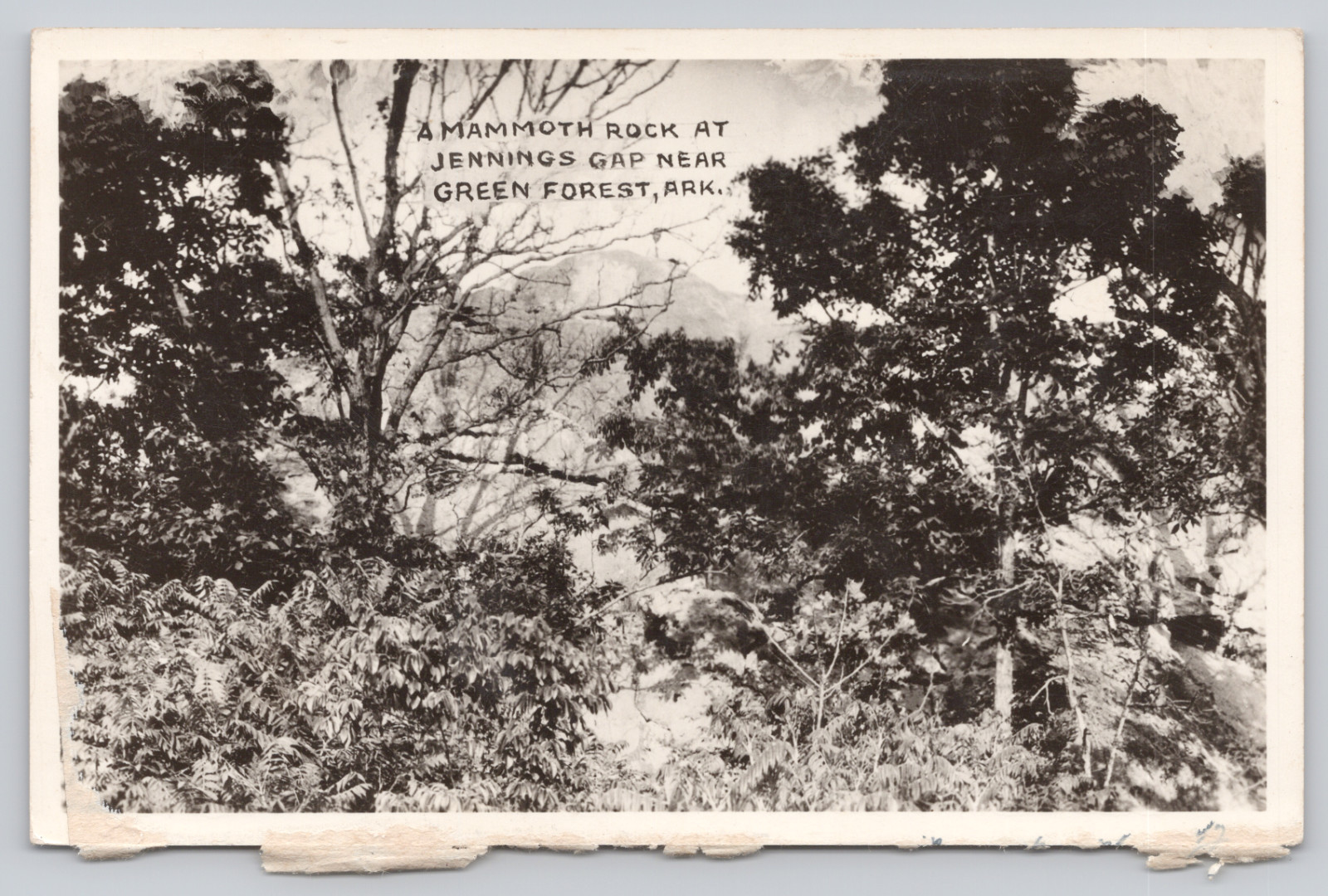 c1910 Mammoth Rock Jennings Gap, Near Green Forest & Berryville AR, RPPC Photo
