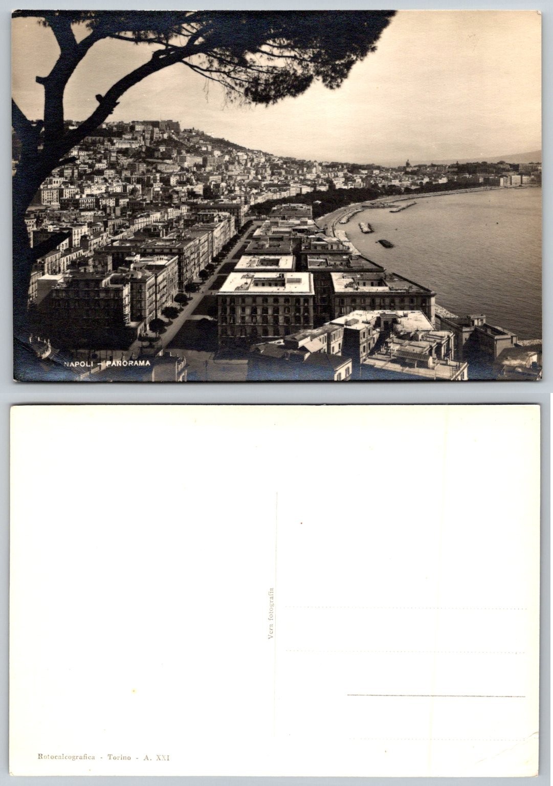Vintage NAPOLI Panorama Postcard - Italy Cityscape Bay View 1942-43 Vintage NAPOLI Panorama Postcard - Italy Cityscape Bay View 1942-43