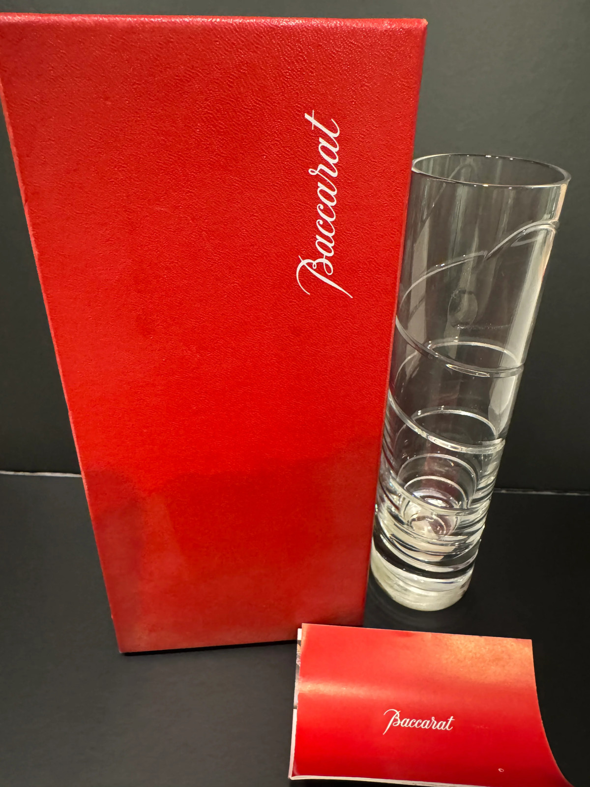 Authentic French Baccarat Crystal Art Orgue Spiral Flower Vase in Red Box 8