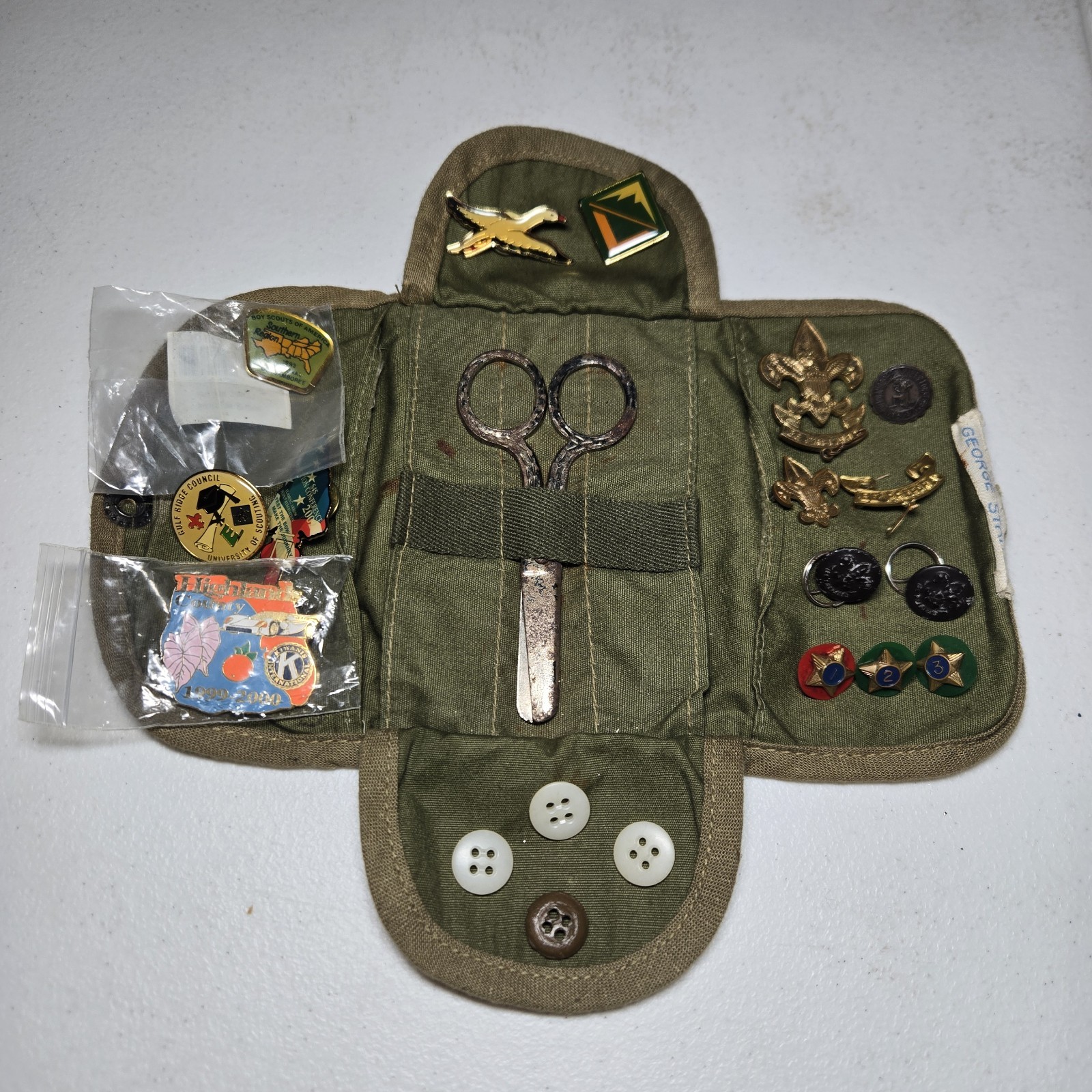 1950s Boy Scout Pin And Sew Kit Vintage 90s George Semieon Stough Jr. Charity 