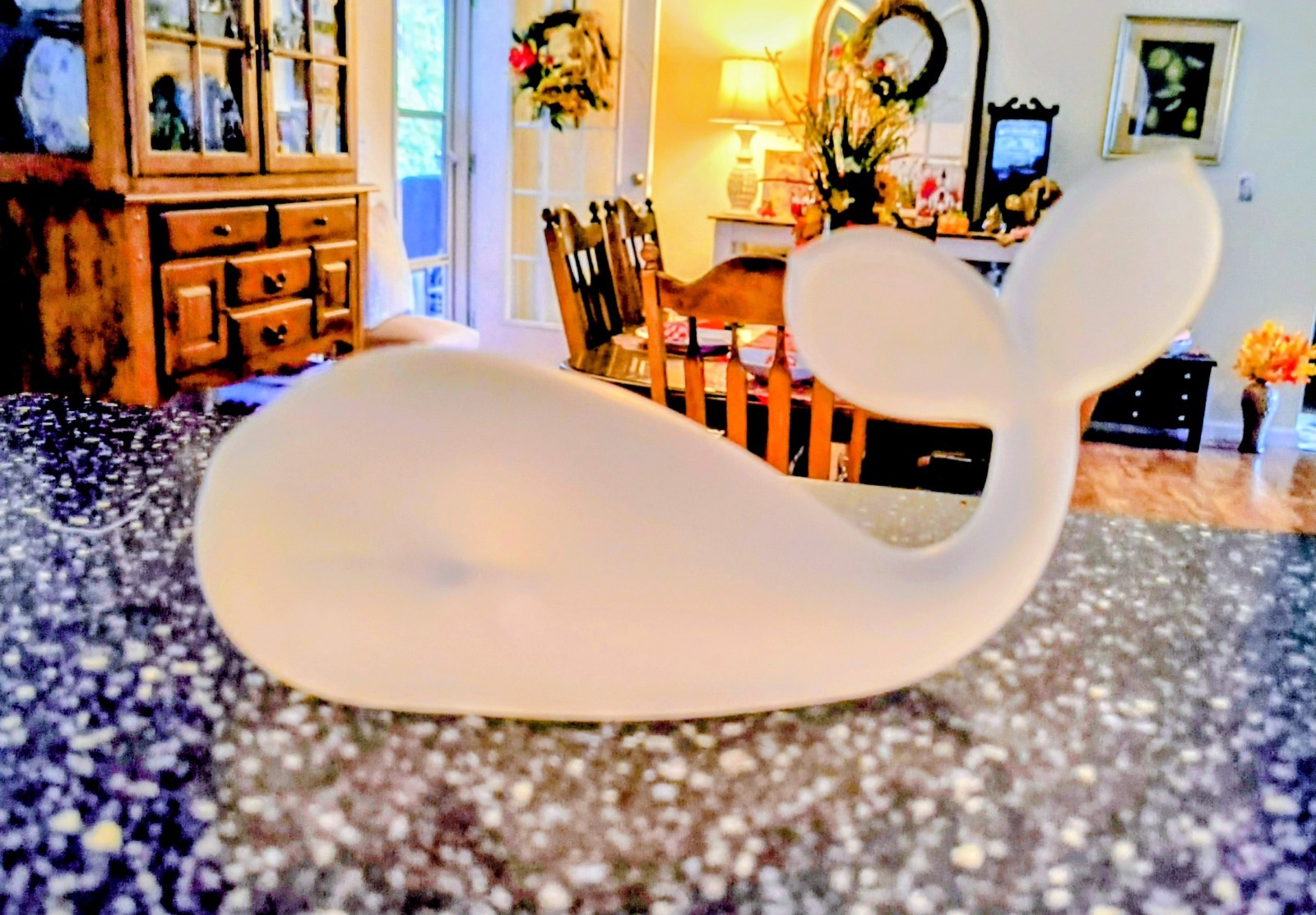 Vintage Art Hand Blown Frosted Glass Whale Paperweight Figurine Decor Nautical