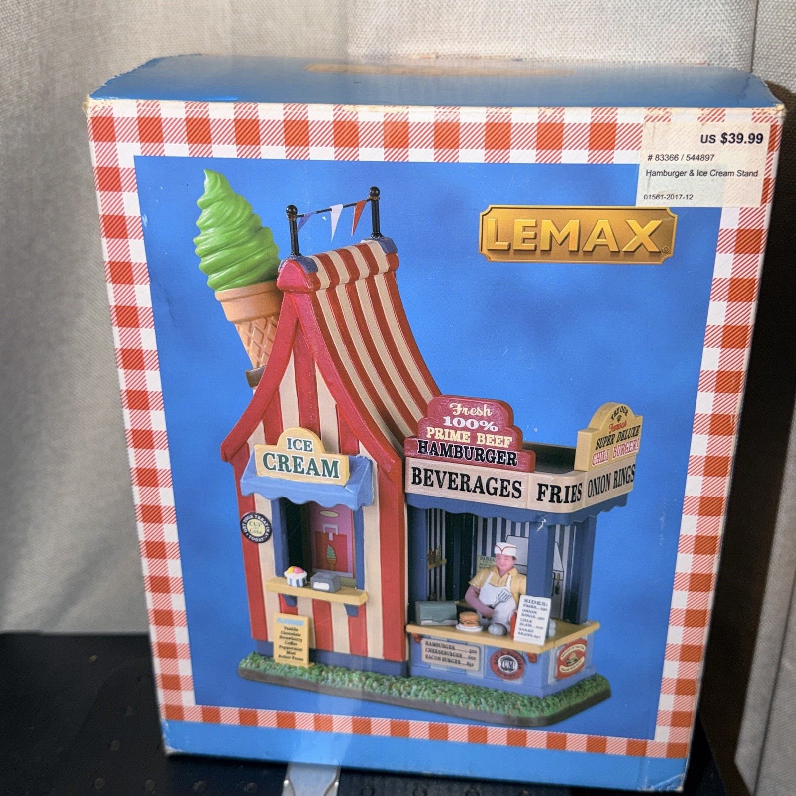 Lemax ~ Hamburger & Ice Cream Stand ~ Village Accessory #83366 READ Lemax ~ Hamburger & Ice Cream Stand ~ Village Accessory #83366 READ