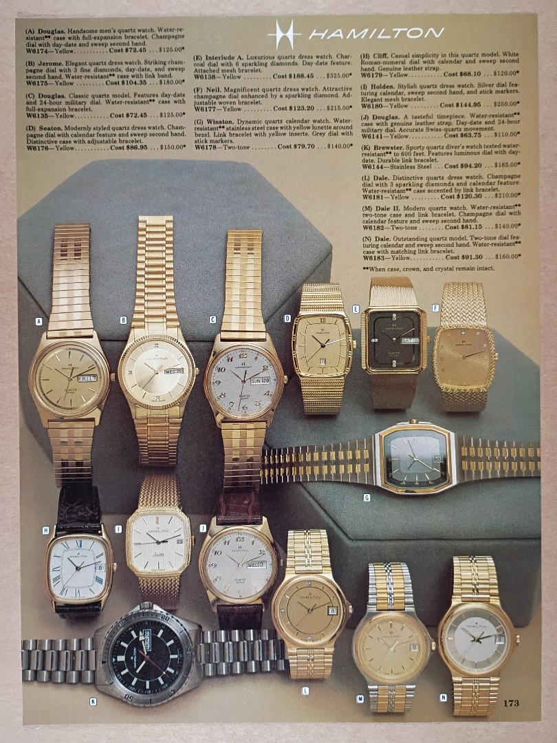 Hamilton Quartz Watches 14 Models 1987 catalog ad page