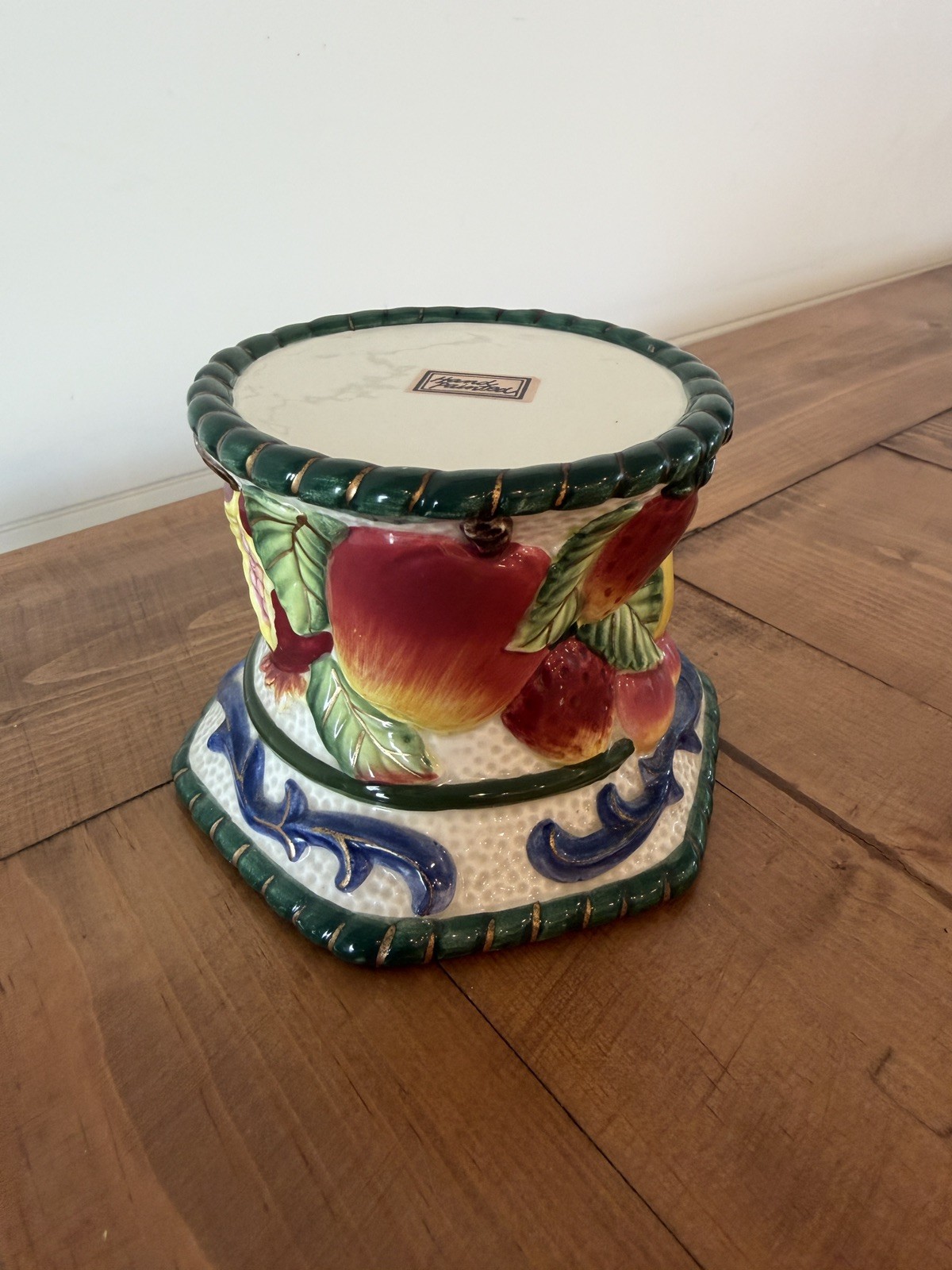 Fitz and Floyd Florentine Fruit Fruits Al Fresco Ceramic Candle Stand Vtg