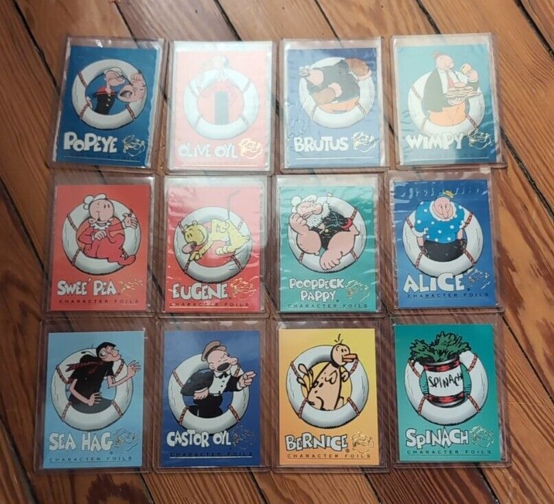 1994 Popeye Card Creations CHARACTER FOIL Complete Set 12 Cards CF1-CF12 Cases