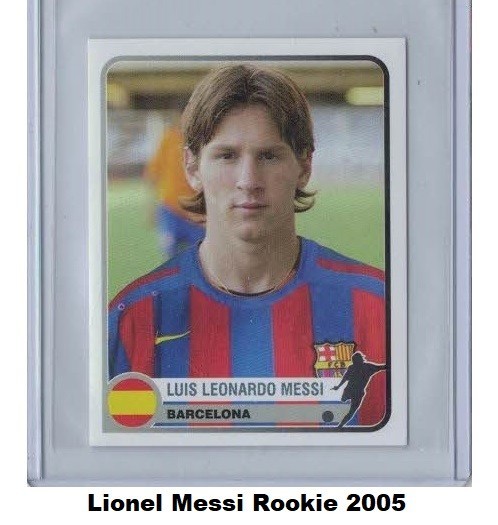 Lionel Messi 2005 Sticker 74 Rookie Panini Champions of Europe 1955-2005