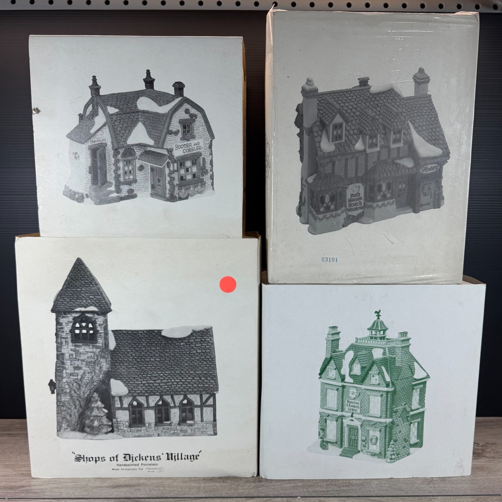 Dept 56 Dickens Village Lot Ruth Marion Booter Cobbler Boarding School Boxed Vtg
