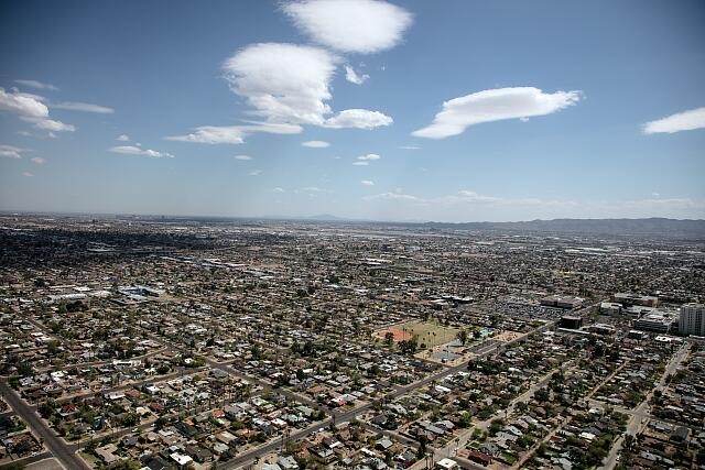 Photo:Phoenix Arizona 2018 Aerial View Sky Harbor Airport Older City