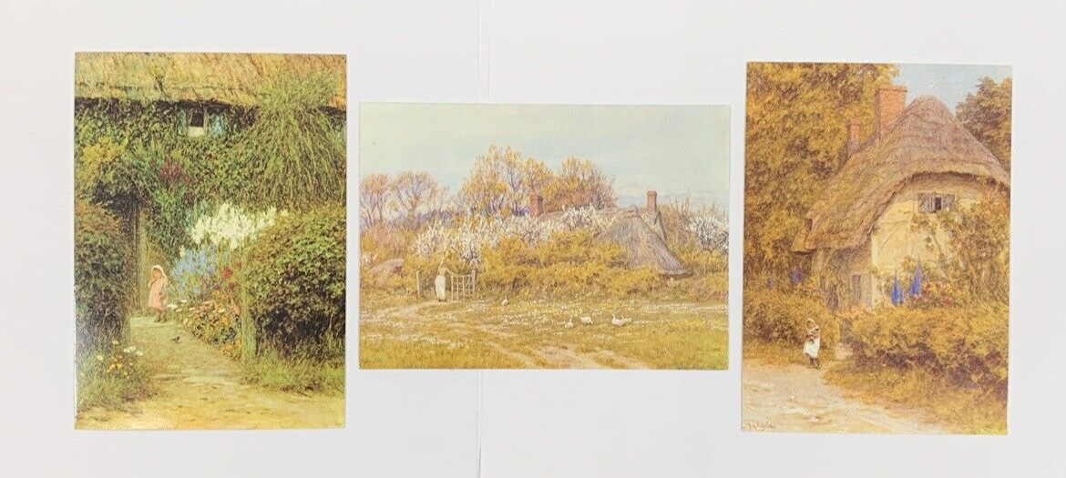 Lot of 3 Cottage Life Watercolours by Helen Allingham Postcard 1978 Series 08.09
