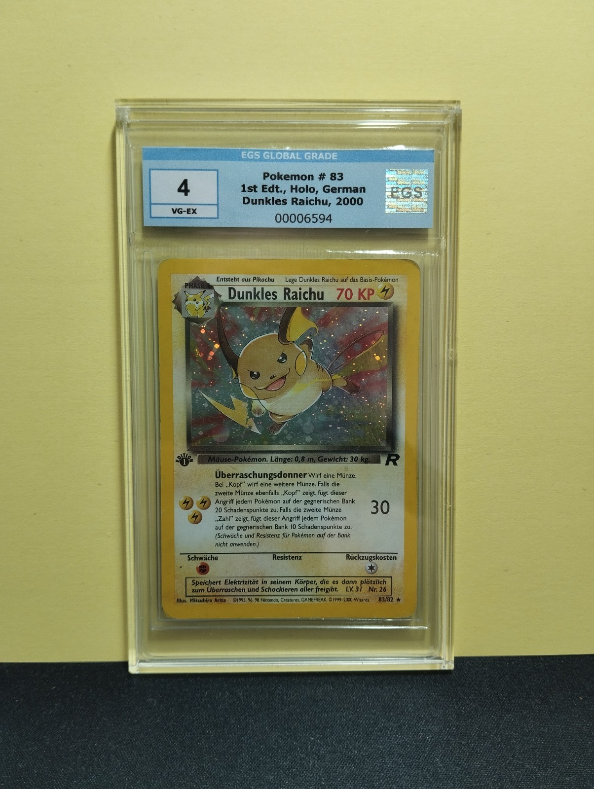 Pokemon - Dark Raichu / Dark Raichu - TR 83 - 1st EDITION - HOLO - 4 Grade EGS Pokemon - Dark Raichu / Dark Raichu - TR 83 - 1st EDITION - HOLO - 4 Grade EGS