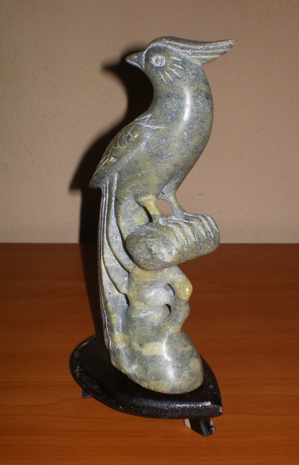 Vintage Hand Carved Soapstone PEACOCK Pheasant Bird PHOENIX Statue Figurine 8\