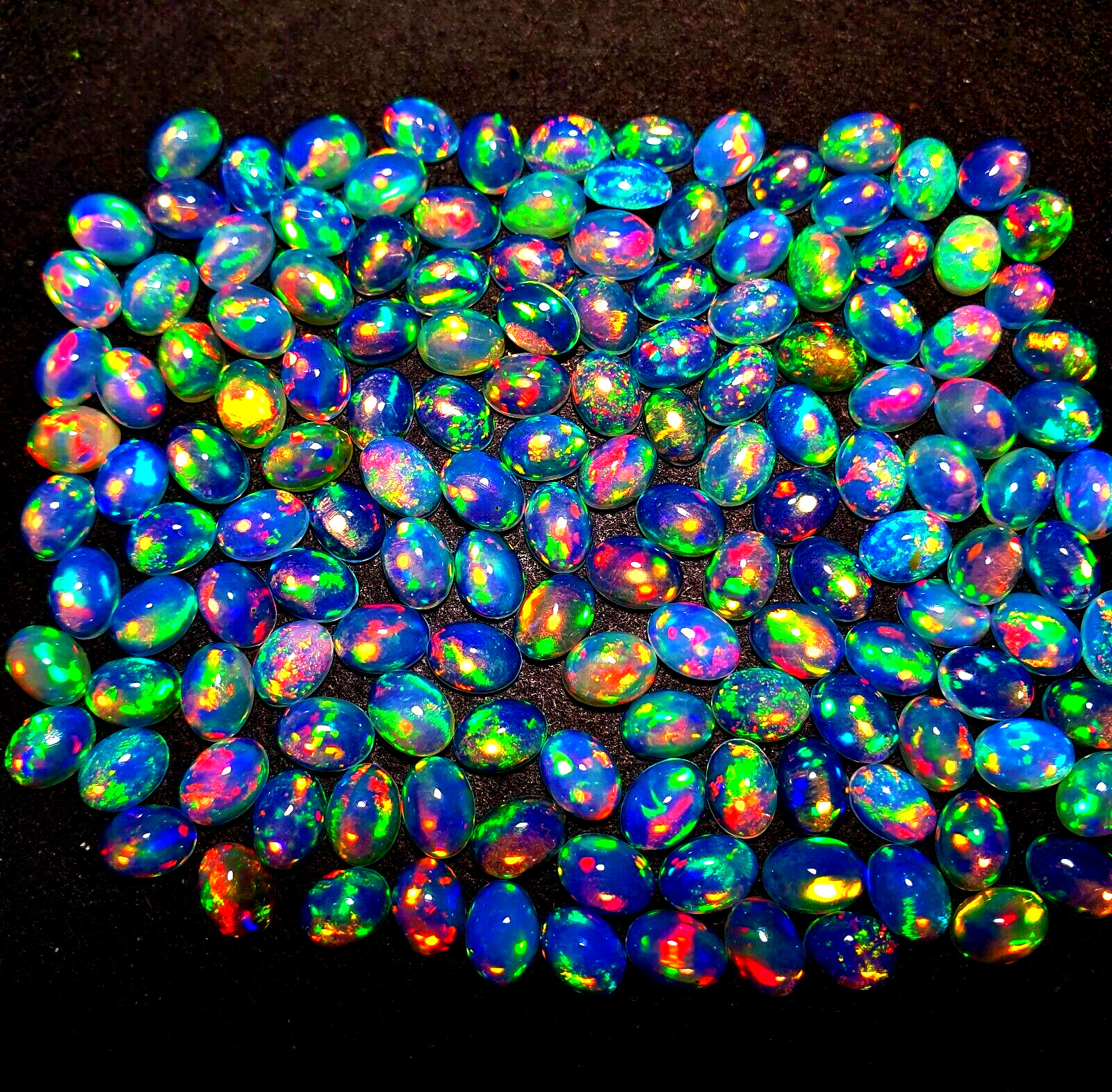 Natural Ethiopian Multi Fire Opal Oval Cabochon Loose Gemstone Lot 18 Pcs 4*6 MM