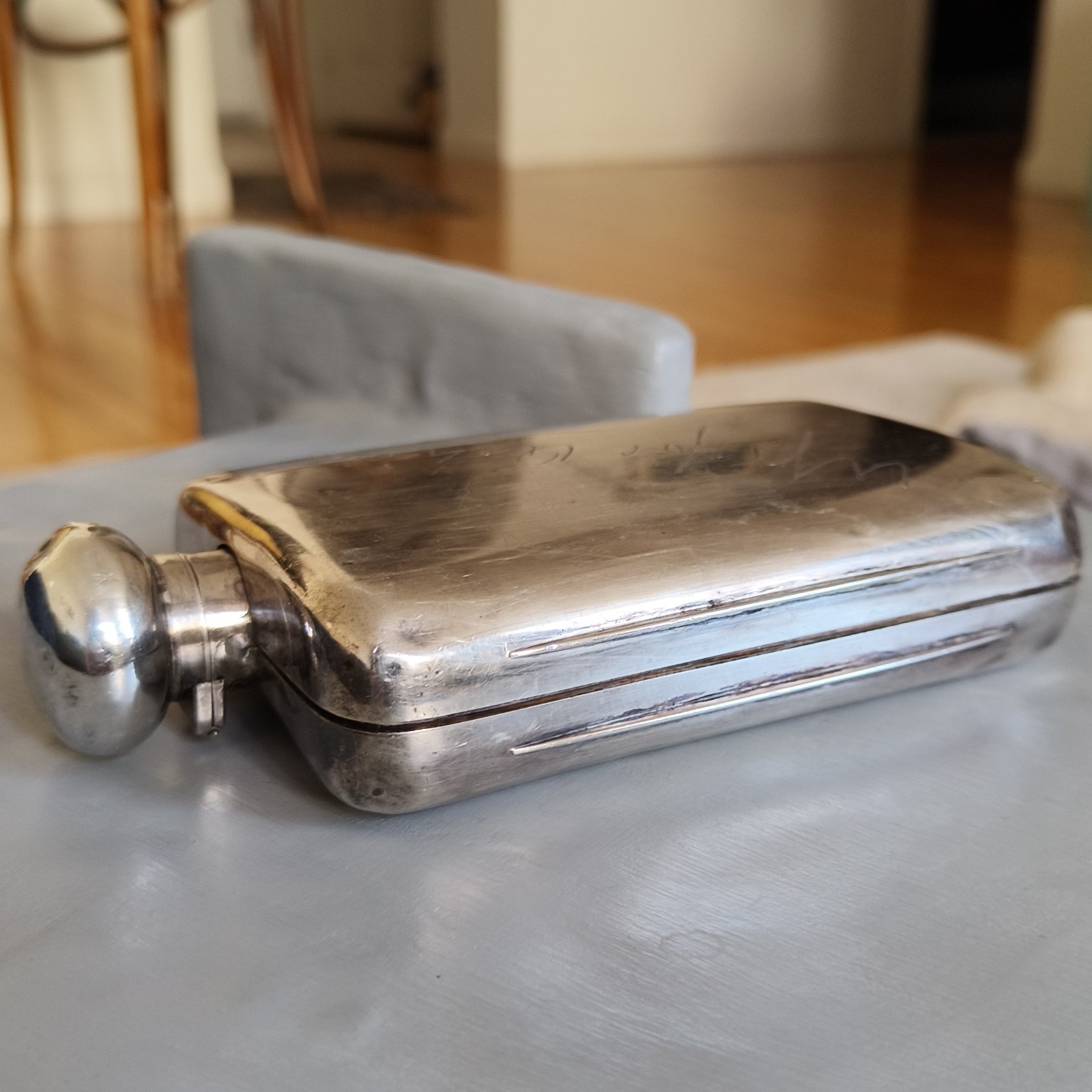 Rare Mappin & Webb WWII Raf Sterling Silver Flask / Cigarette Case 315g Vermeil