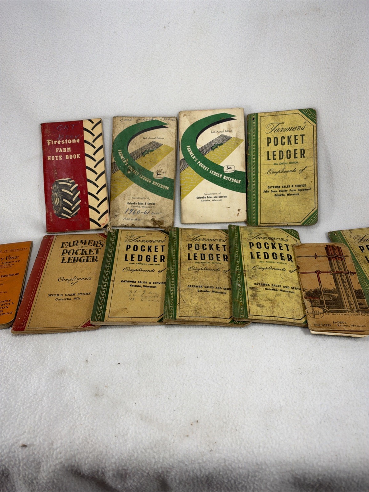 Vintage 1950’s Lot Of 11 Farmer Ledger Book Calendar Pocket Notebooks John Deere