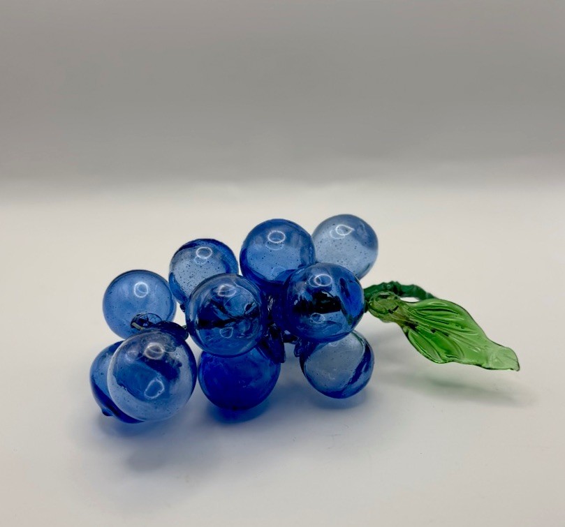 Vintage Glass Grape Cluster Royal Blue Mid Century Modern Decor Art MCM