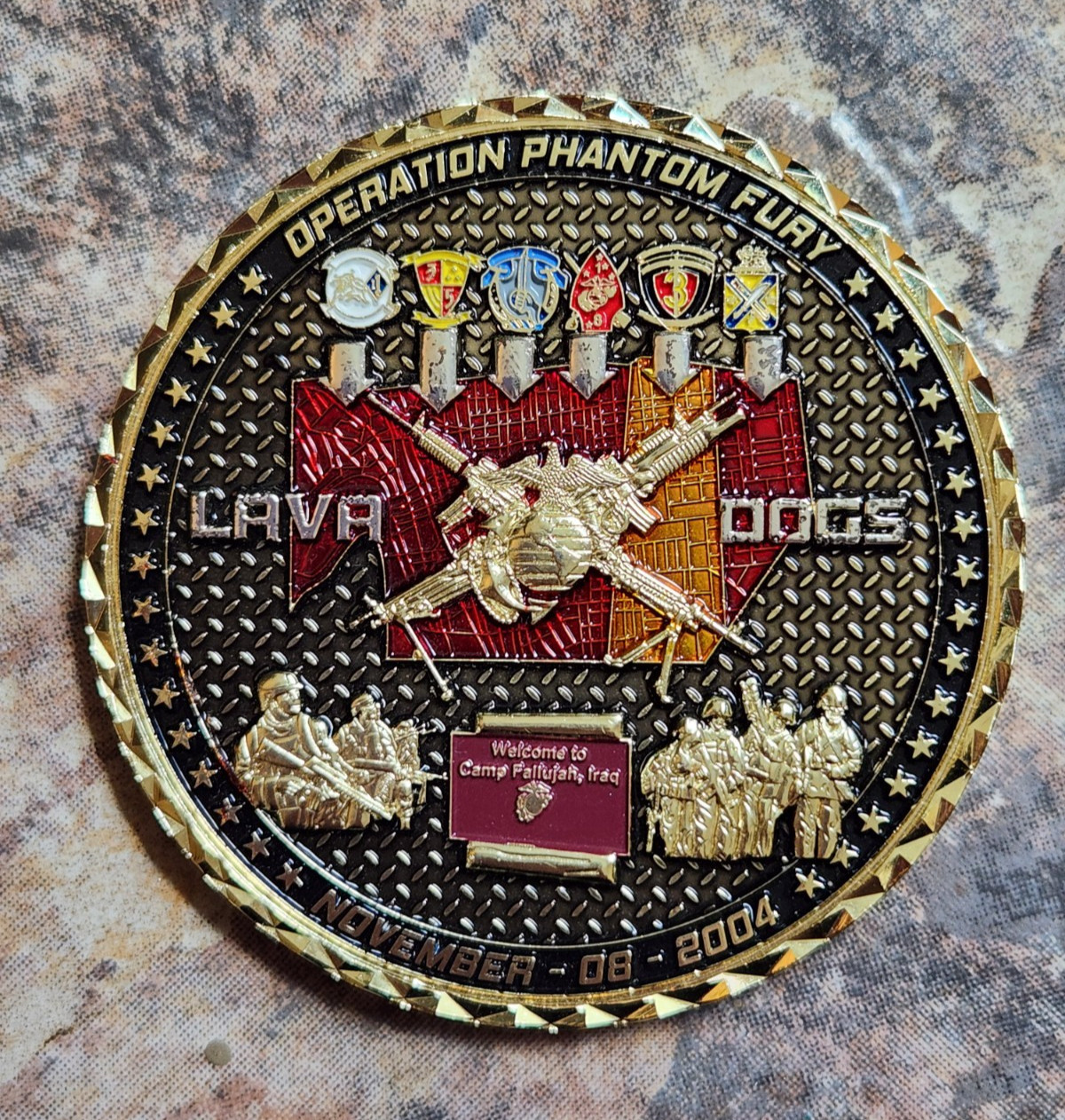USMC 1/3 Marines Lava Dogs Operation Phantom Fury Fallujah Battle Challenge Coin