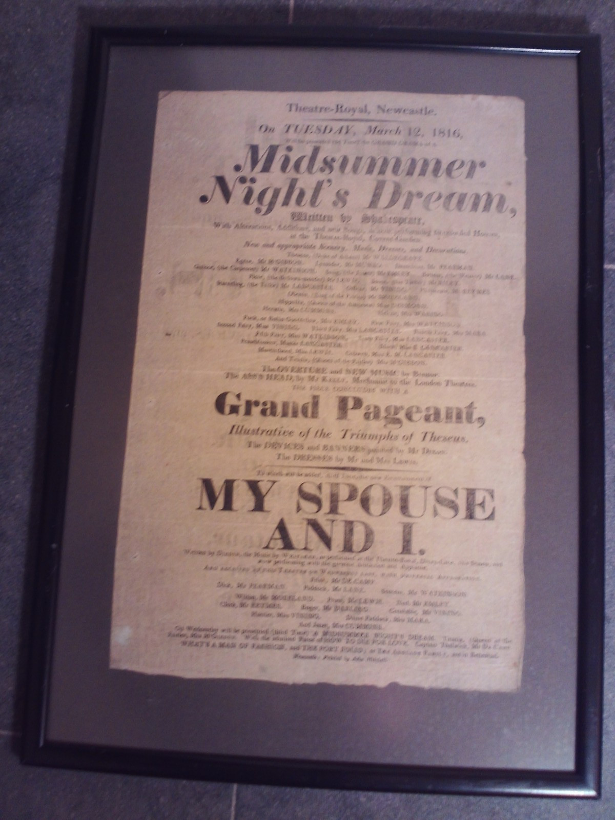 Georgian Playbill Flyer Theatre Royal Newcastle 1816 Busy Body Midsummer Nights