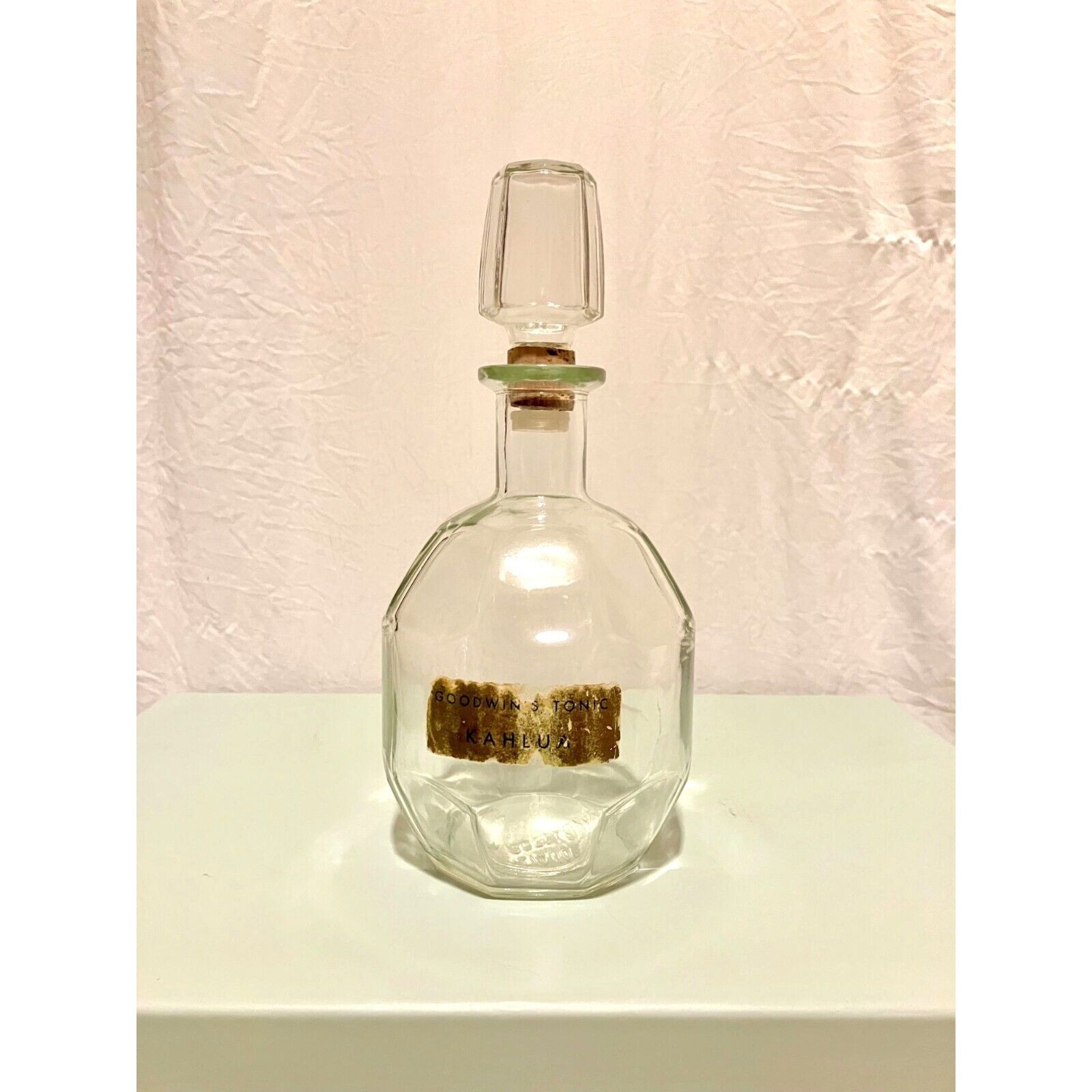 Home Decor Glass Decanter Liquor Bottle Goodwin\'s Tonic Kahlua Glass Bottle
