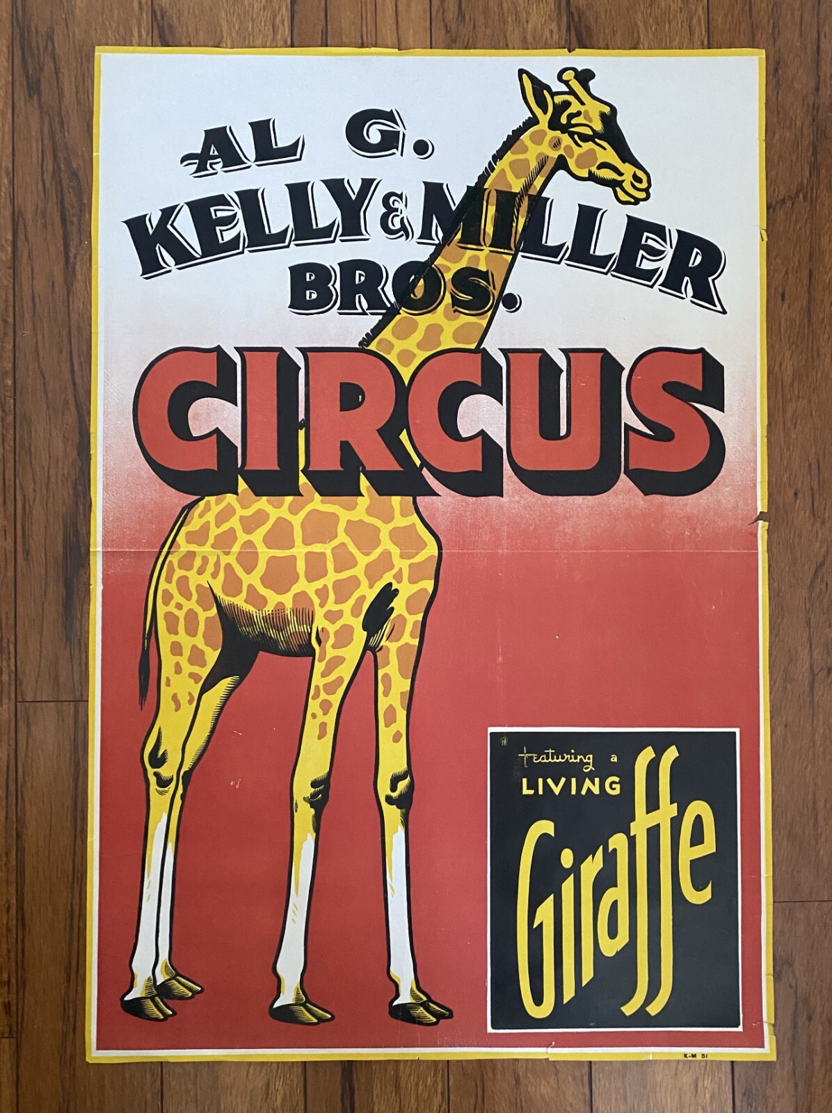 1950s Al G Kelly & Miller Bros Circus Poster GIRAFFE 26 1950s Al G Kelly & Miller Bros Circus Poster GIRAFFE 26
