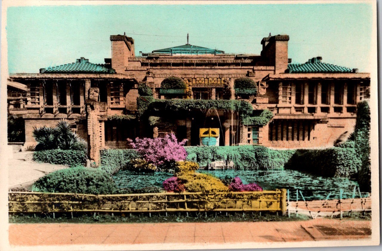 Vintage Hand-Tinted Photograph Imperial Hotel Tokyo Japan Frank Lloyd Wright Vintage Hand-Tinted Photograph Imperial Hotel Tokyo Japan Frank Lloyd Wright