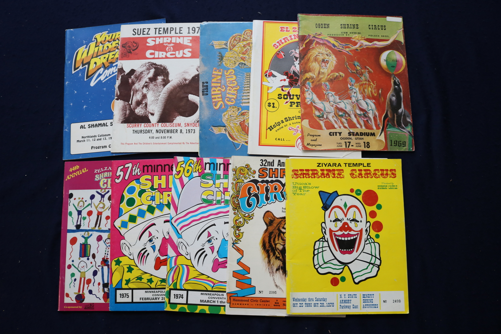 1960\'S-1990\'S SHRINE CIRCUS PROGRAMS - LOT OF 11 - O 3640