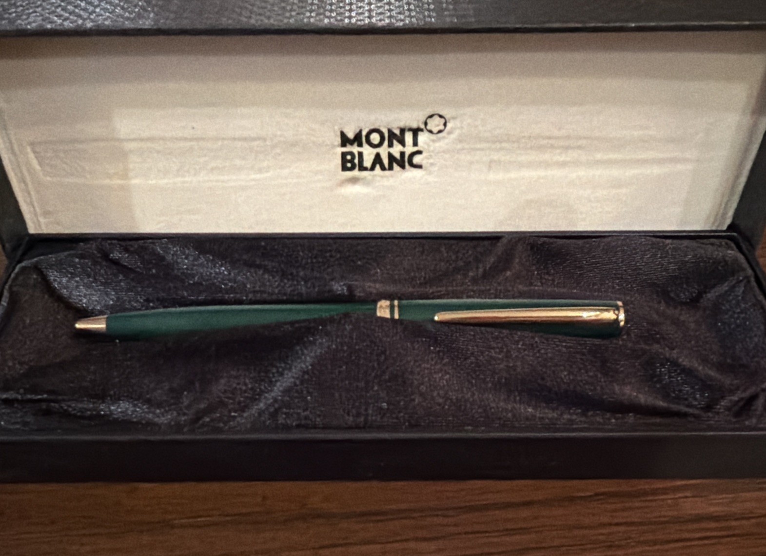 Montblanc Generation pen in a distinctive dark green resin with gold-toned trim