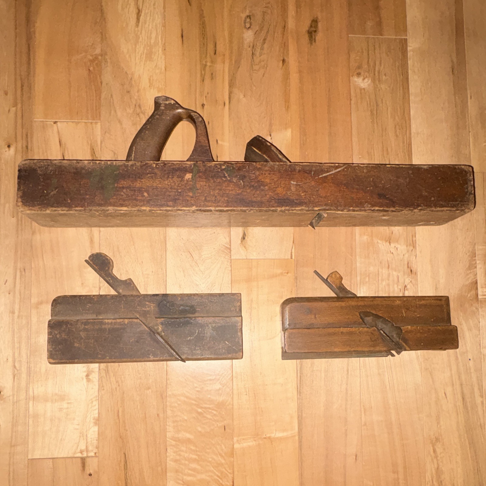 Lot of 3 Antique Original Wooden Molding Planes Woodworking Hand Planes