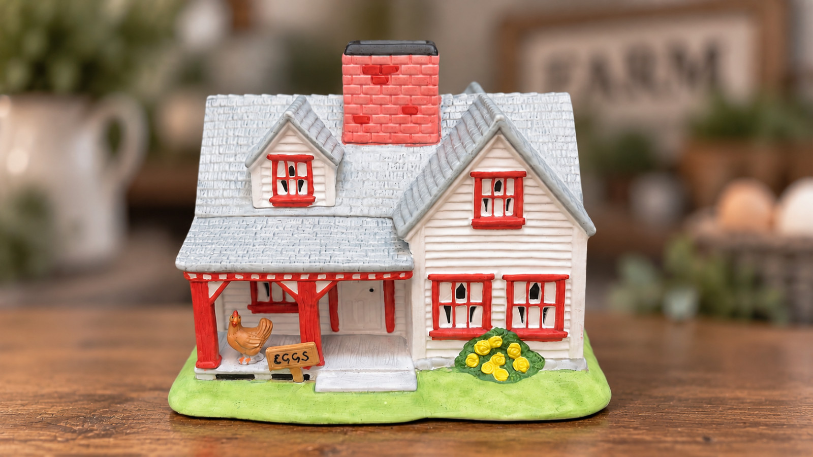 Vintage PartyLite P0532 The Farmhouse Tealight Holder Chicken Eggs Country Decor