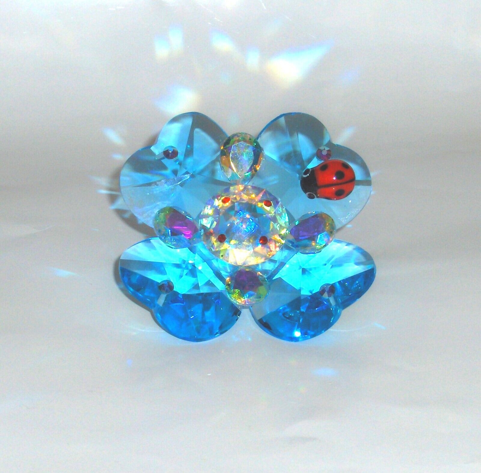 Austrian Crystal Flower with Ladybug on it - Collectible figurine