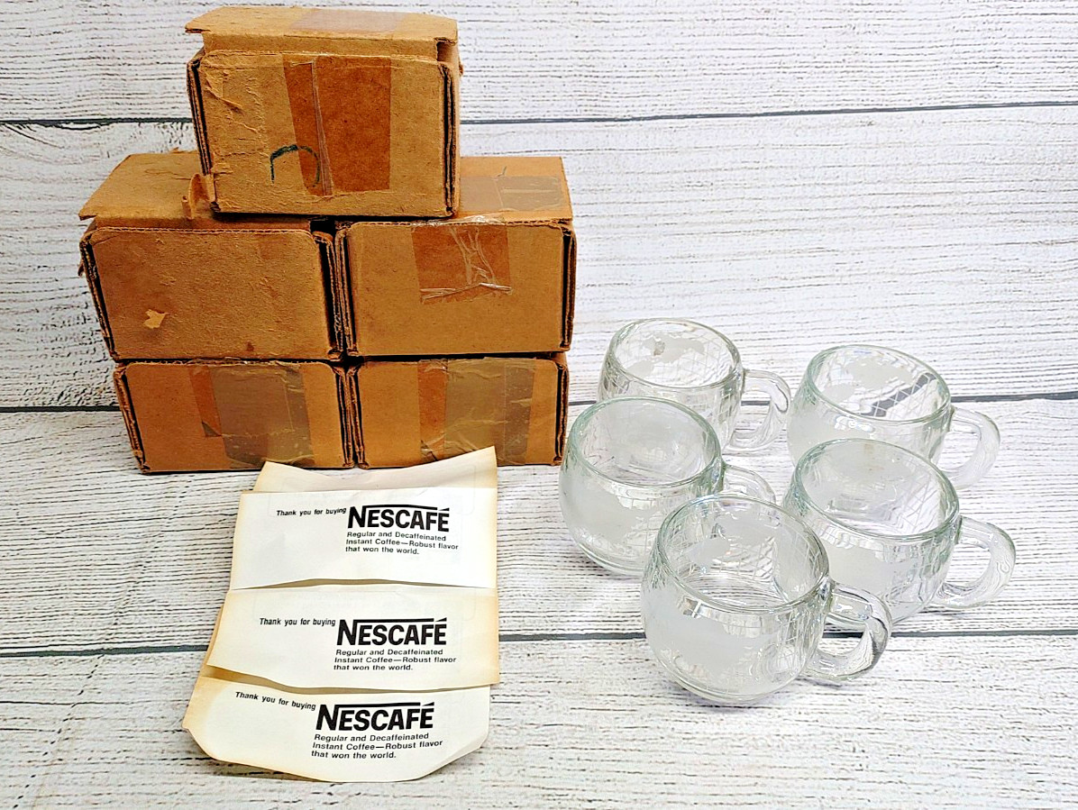 (5) Vintage NESTLE NESCAFÉ WORLD Coffee Tea Mugs 1970’s NOS