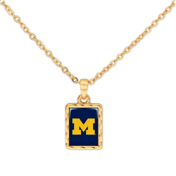 Michigan Wolverines, Licensed Emblem Vivian Necklace, 18K gold plated Michigan Wolverines, Licensed Emblem Vivian Necklace, 18K gold plated