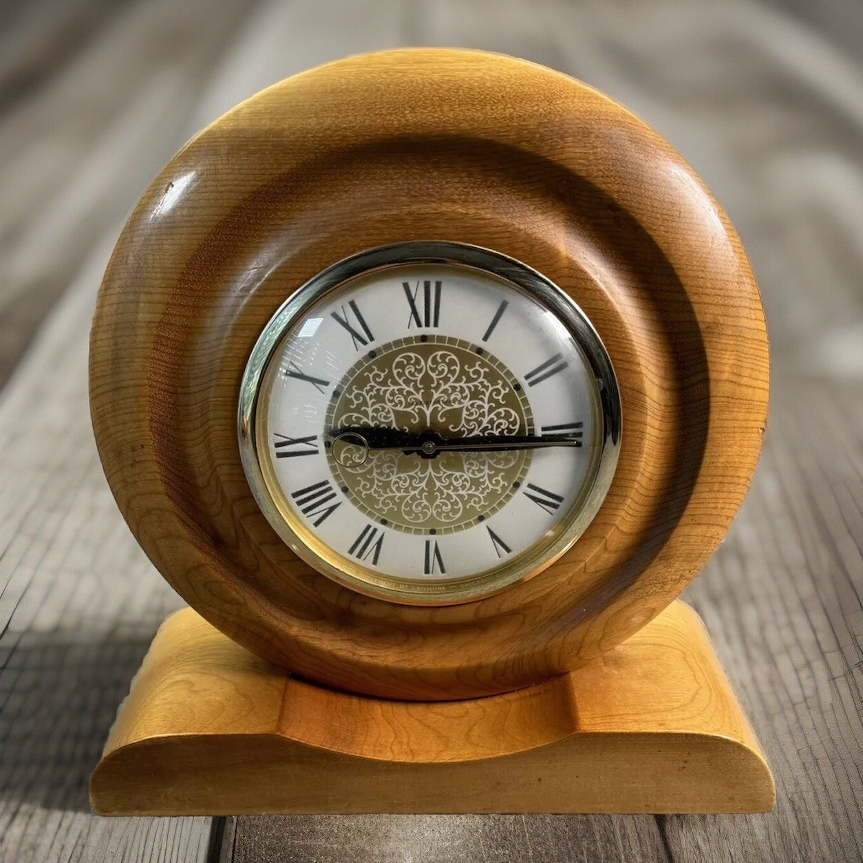 Beautiful Wood Lanshire electric mantel clock in working Oregon Myrtle wood Beautiful Wood Lanshire electric mantel clock in working Oregon Myrtle wood