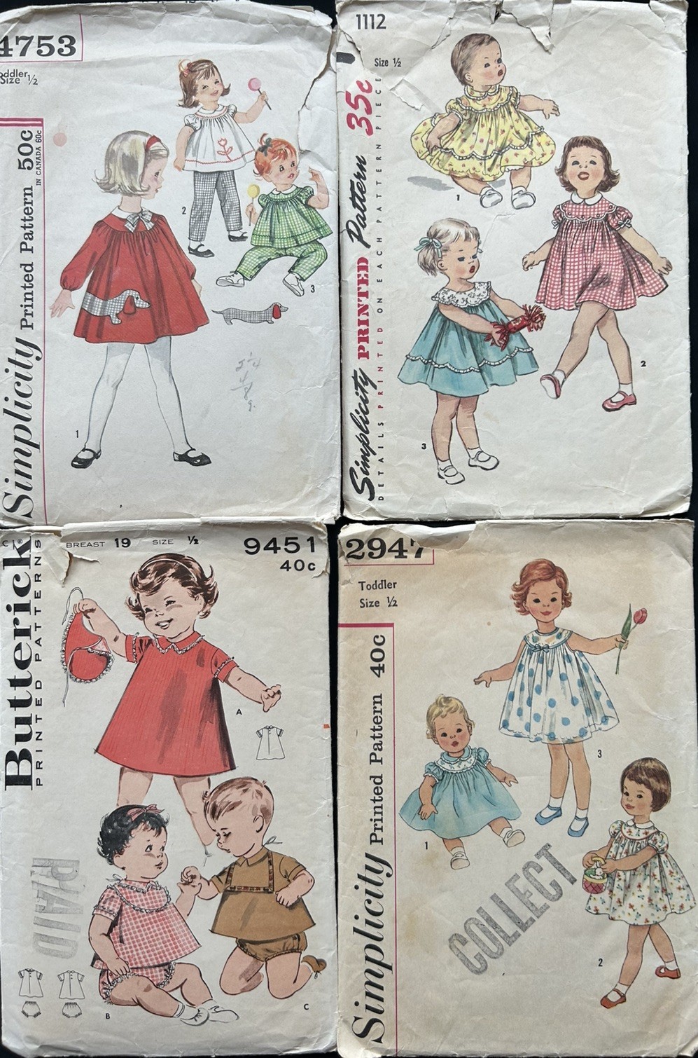 LOT 4 VTG Simplicity/ Butterick TODDLER GIRL’S DRESS-SEWING Patterns SZ 1/2 