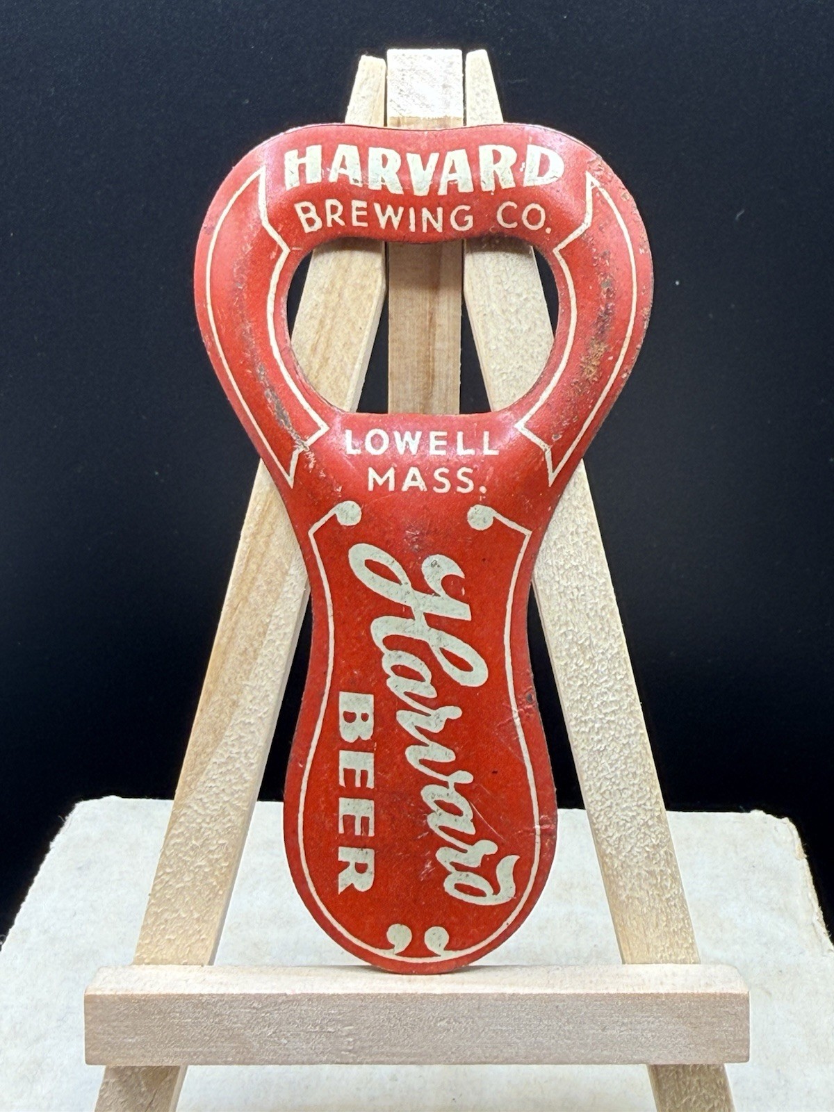 Vintage 1910 Harvard Beer Brewing Lowell MA Lithographed Tin Bottle Opener CLEAN Vintage 1910 Harvard Beer Brewing Lowell MA Lithographed Tin Bottle Opener CLEAN